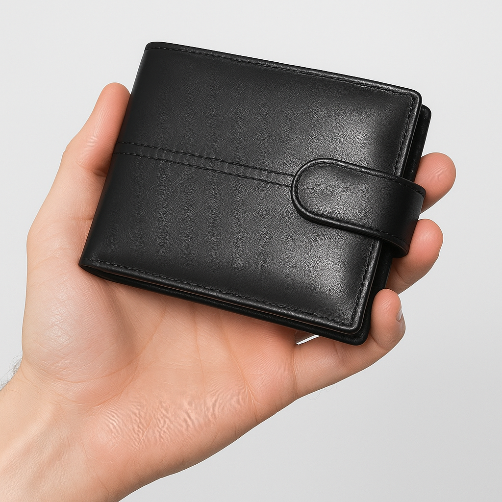 Carteira Masculina de Couro Genuíno Compacta